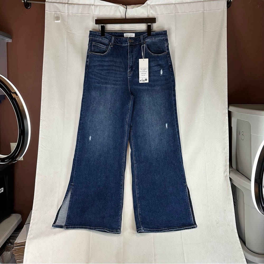 RISEN JEANS Women’s Size 2XL Denim NWT Wide Leg Style High Rise Straight Stretch - Picture 2 of 16